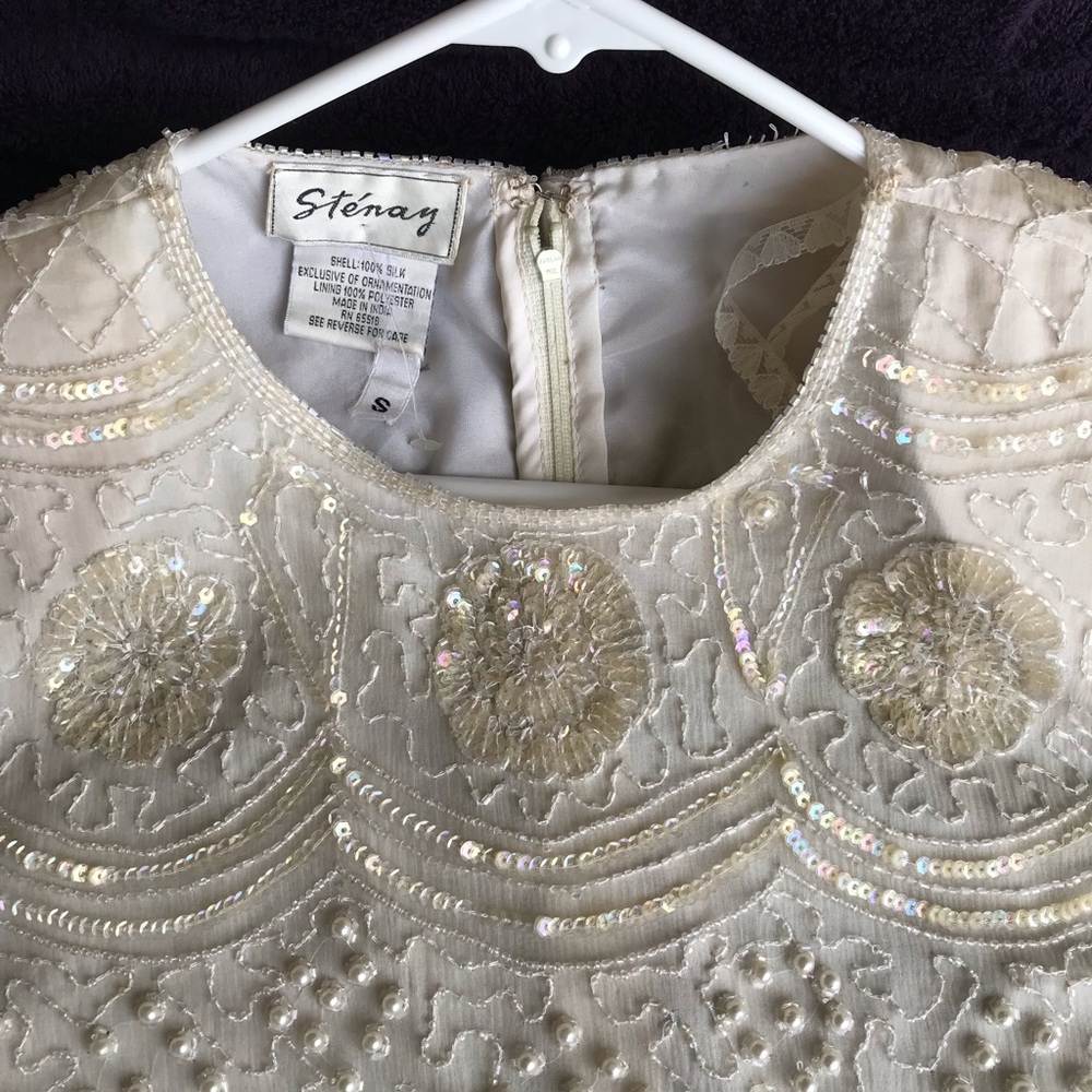 Sm Vintage Beaded Top with Sequins & Pearls - WOW